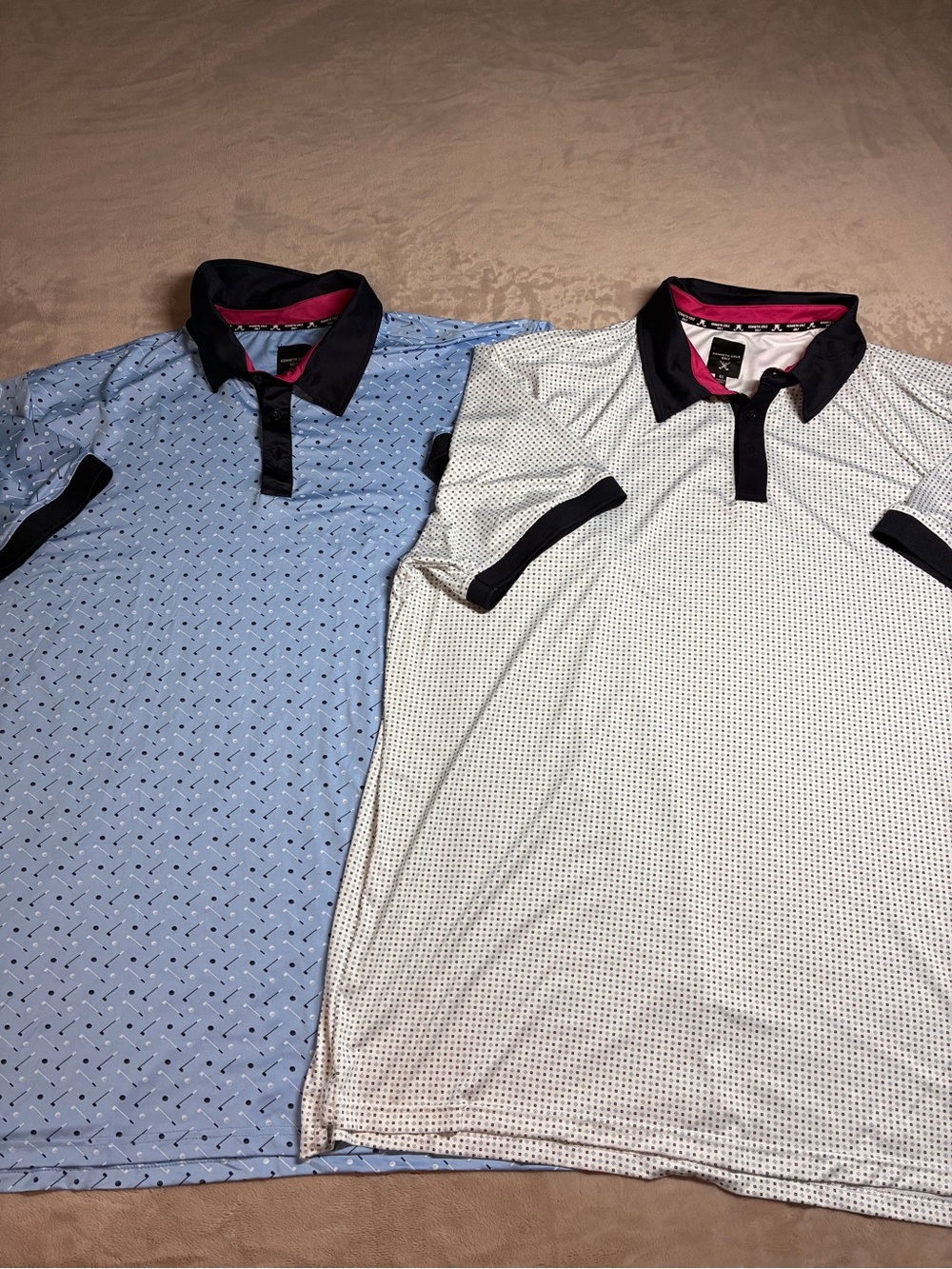 Lot of Two Kenneth Cole Golf Performance Polo Shirt Lot Geometric Print Mens 4X